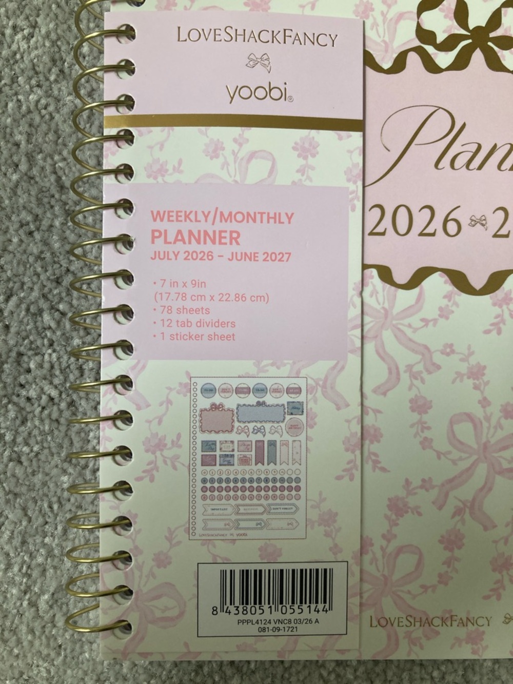 IN-HAND | LoveShackFancy x Target Yoobi Coquette Bow Monthly Weekly Planner - Picture 2 of 5
